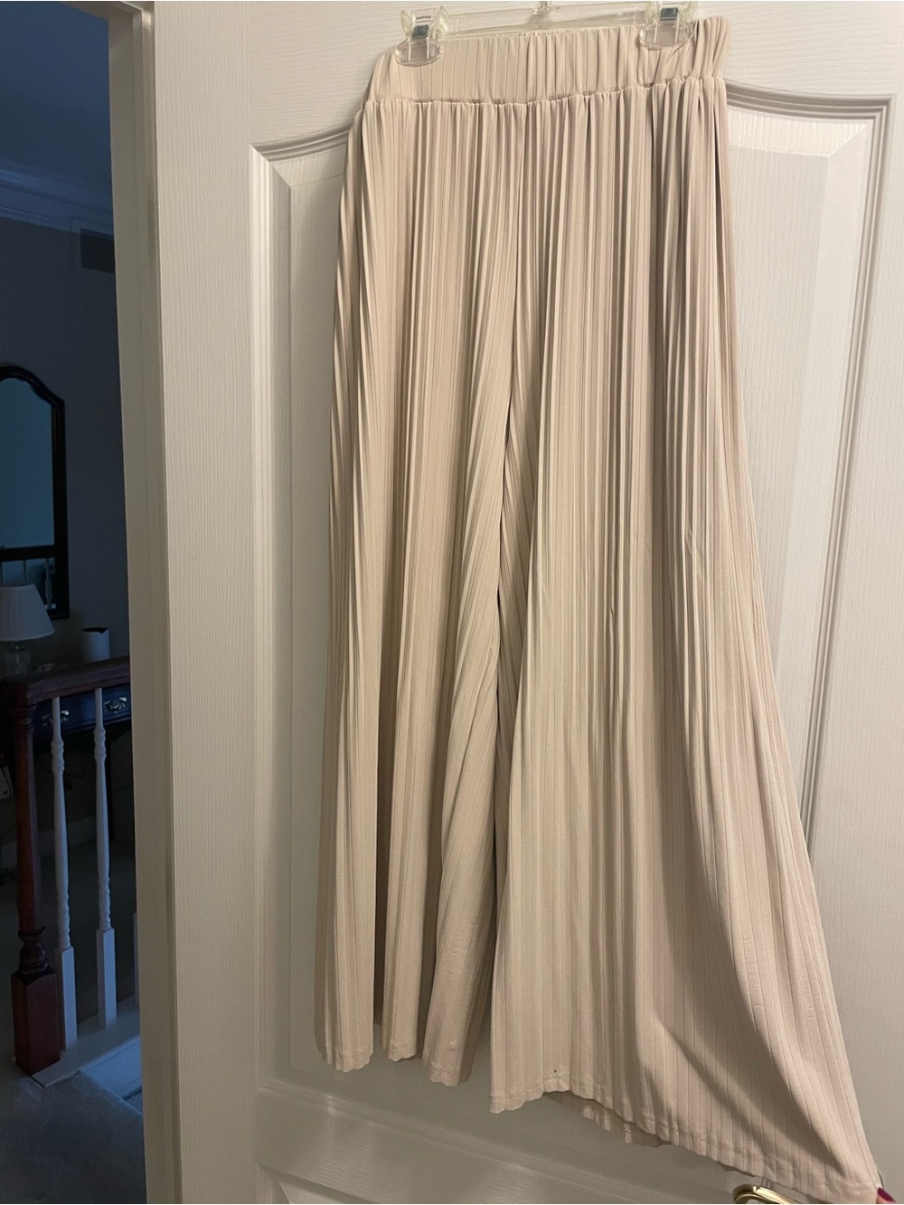 Women's Pleated Gauchos in Light Beige